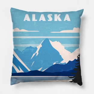 Alaska, USA .Retro travel poster Pillow