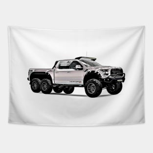 VelociRaptor Truck Cartoon Tapestry