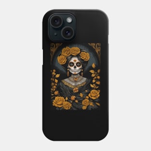 Catrina Gold- Dia De Los Muertos Phone Case