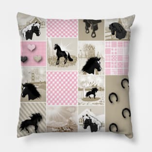 Horse Lovers Patchwork Pattern Pillow