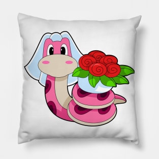 Snake Bride Flowers Wedding Pillow