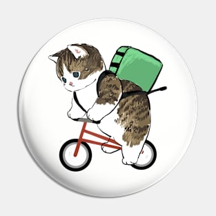 Cat Riding Bike Pin