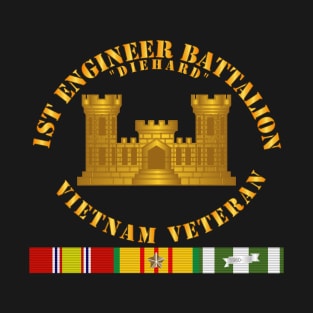 1st Engineer Battalion - Vietnam Vet w Branch w VN SVC T-Shirt