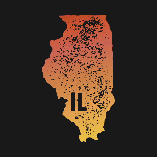 US state pride: Stamp map of Illinois (IL letters cut out) by AtlasMirabilis