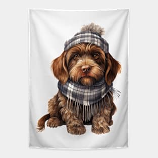 Winter Wirehaired Pointing Griffon Dog Tapestry