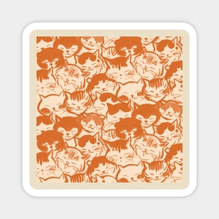 Happy Cats Faces (orange) Magnet