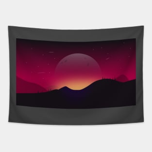 Moon in the night sky Tapestry