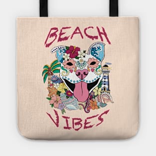 Beach sugar Skull dog Tote