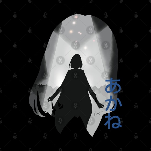 Oshi no Ko or My Star Idol's Child Anime and Manga Characters Akane Kurokawa the Genius Actress Awesome Silhouette Figure on the Lalalie Stage featured with Cool Blue Akane Japanese Lettering by Animangapoi