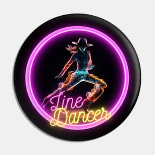 Neon Line Dancing Cowgirl Pin