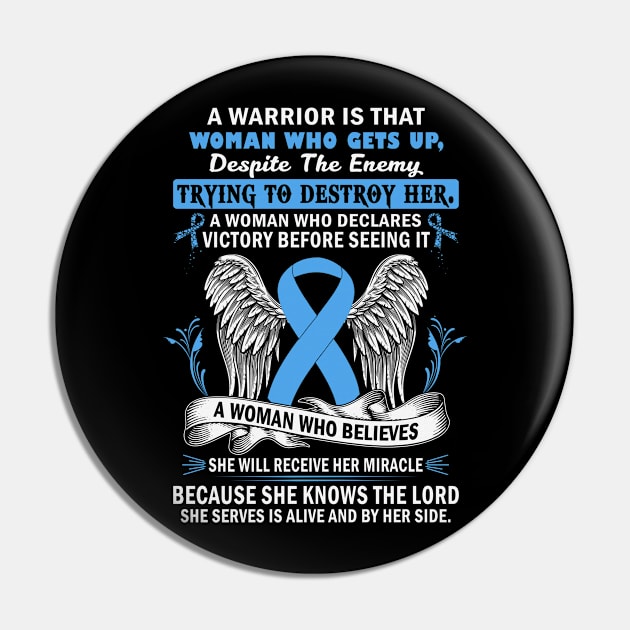 Woman Who Believes She Will Receice Her Miracle Trisomy 18 Awareness Light Blue Ribbon Warrior Pin by celsaclaudio506