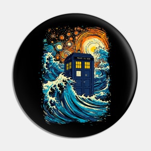 The great kanagawa wave and the tardis Pin