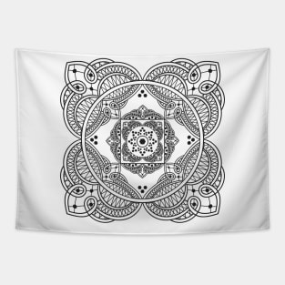 Elegant Lace Henna Tattoo Style Mandala Pattern Tapestry