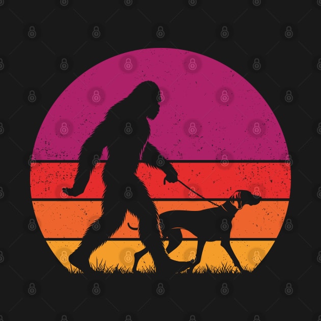 Bigfoot Walking a Weimaraner Dog Vintage Sunset Hiking by Cuteness Klub