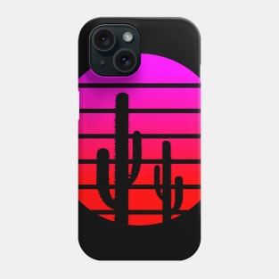 retro cactus sunset Phone Case