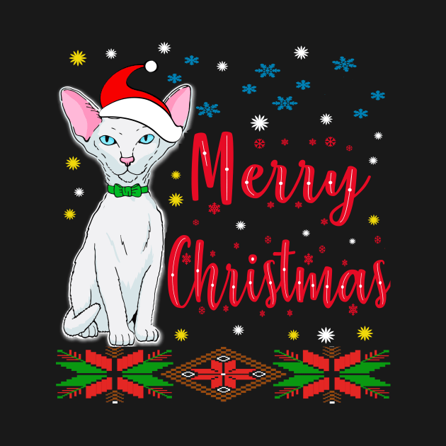 Merry Christmas. Hairless cat Desing. Holiday Gifts by albaley