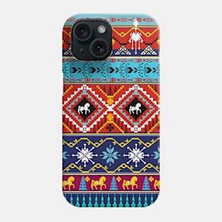 Cross stitch work ethnic pattern Pixel Phone Case