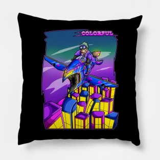 Cyberpunk Monkey in City illustration Pillow