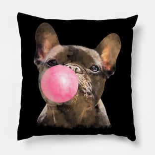 french bulldog and bubble gum Pillow