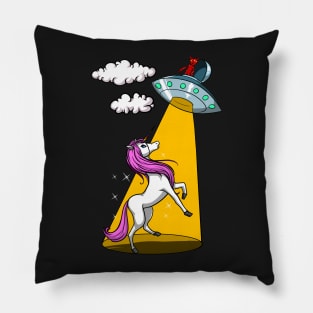 UFO Magical Unicorn Abduction Funny Alien Spaceship Pillow