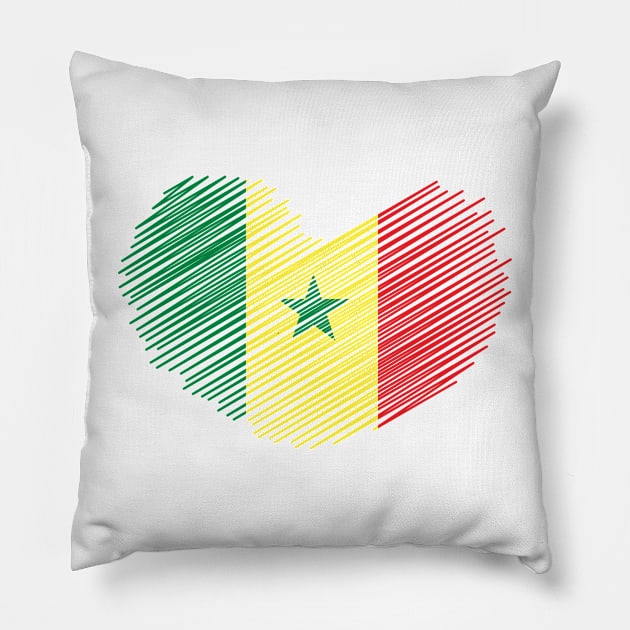 Senegal Heart Design Flag Pillow by Sanu Designs