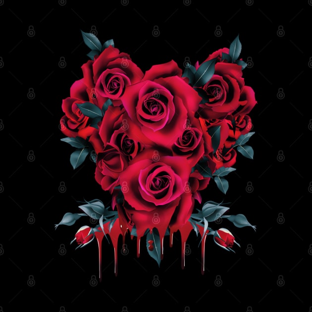 Soft Grunge Aesthetic Bleeding - Red Roses - Punk Nu Goth by The Full Moon Shop