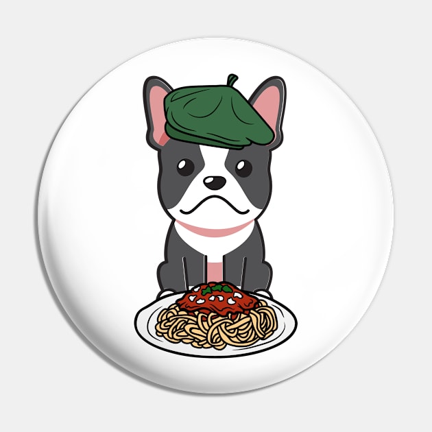 Dog eating Spaghetti - French bulldog Pin by Pet Station