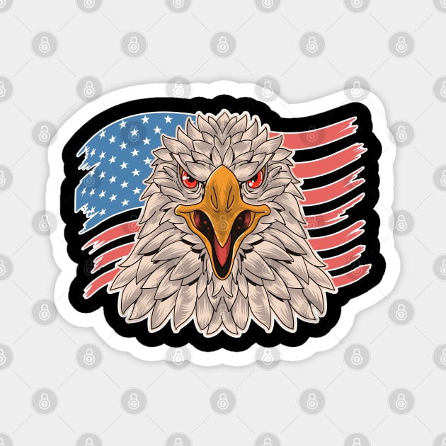 USA Flag with Bald Eagle 4th Of July Patriotic Eagle Retro Independence Day Magnet by Printofi.com