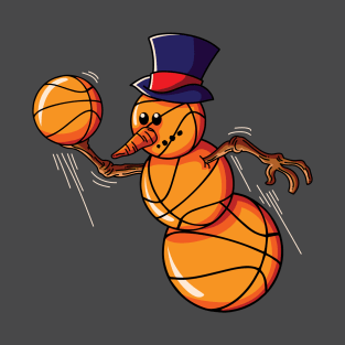 Basketball Snowman Christmas T-Shirt