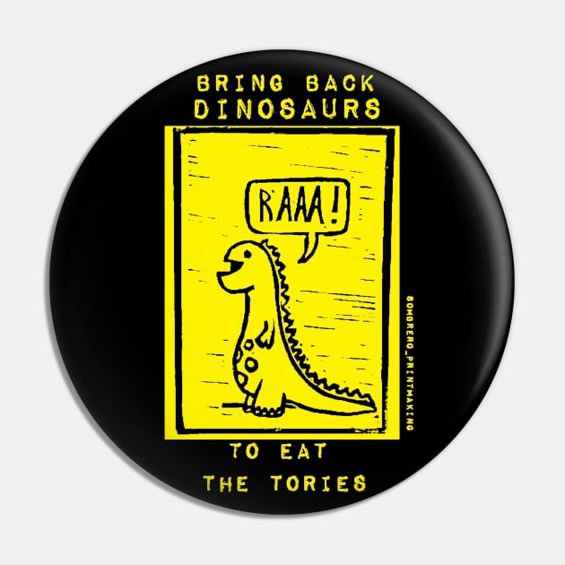 Dinosaurs Pin by Sombrero_Printmaking