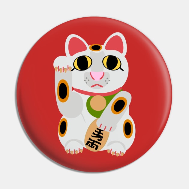 Lucky Cat Cute Cartoon Fortune Art Pin by Tshirtfort