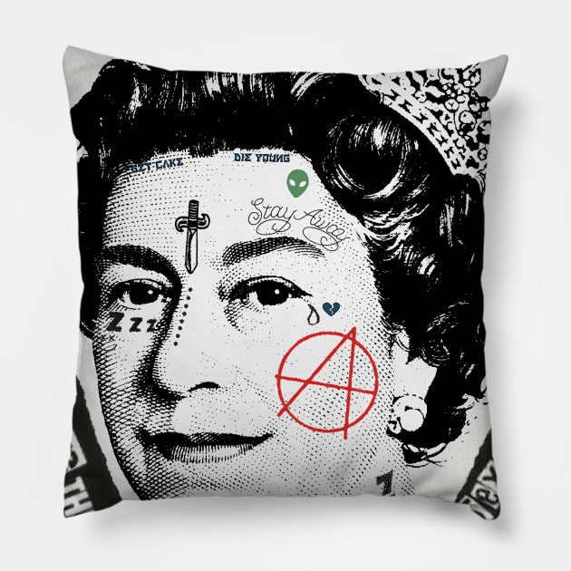 Queen Elizabeth Tattoos Pillow by Socrates666