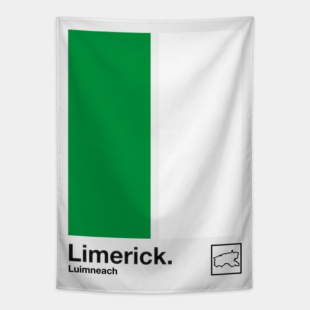 County Limerick / Original Retro Style Minimalist Poster Design Tapestry by feck!