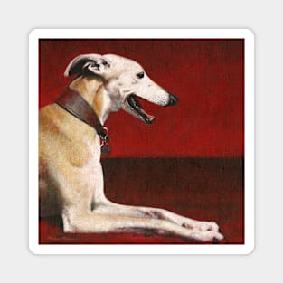 Whippet On Red Magnet