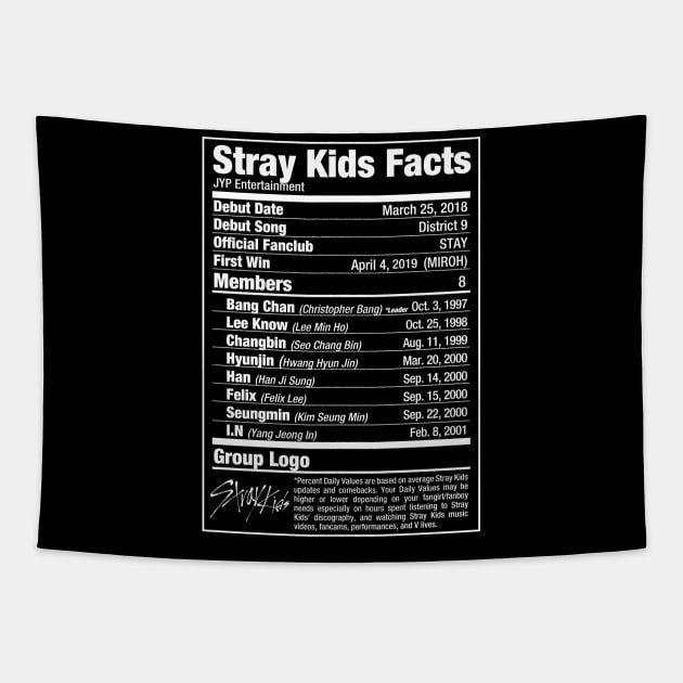 Stray Kids Kpop Nutritional Facts 2 Tapestry by skeletonvenus