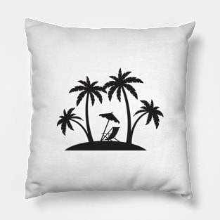 Beach canvas chair under coconut trees Pillow