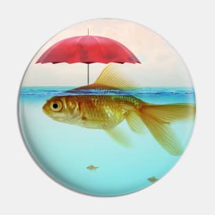 Goldfish Red Umbrella Pin