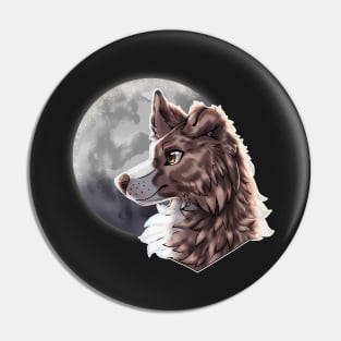 Lilac Brown Merle Border Collie with Night Sky Full Moon Pin