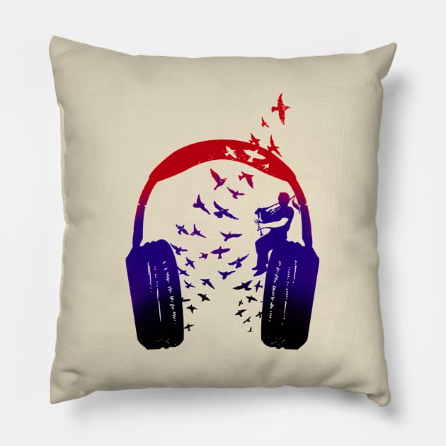 Headphone Music Bagpipes Pillow by barmalisiRTB