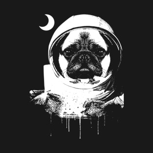 BW Space Pug T-Shirt