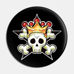 Cute pirate skull with crown and crossbones Pin