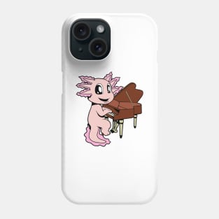 Cartoon axolotl plays piano Phone Case