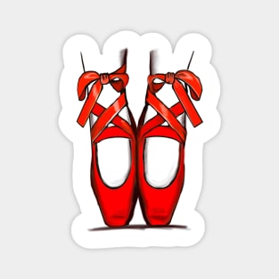 Ballet shoes - red ballet pointe shoes with ribbon laces Magnet