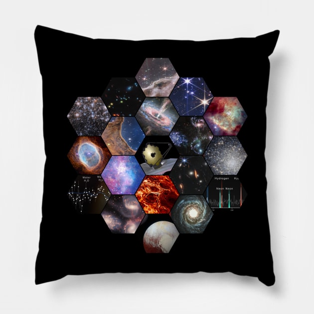 JWST James Webb Space Telescope Images Mosaic Pillow by Brasilia Catholic