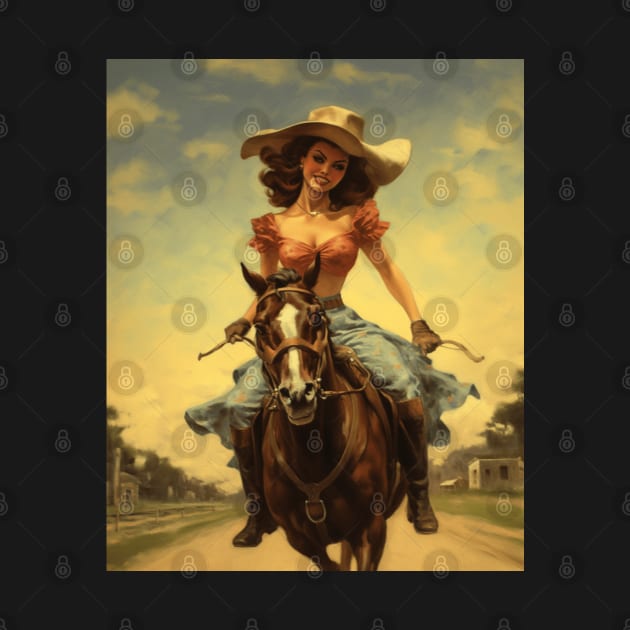 A Pin Up Girl Riding a Horse by goodoldvintage