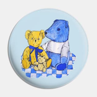 Still life picture of cute teddy bears Pin