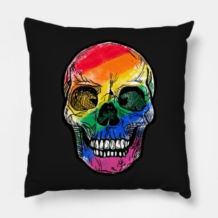 Pride Skull Colorful Pride Rainbow Pillow