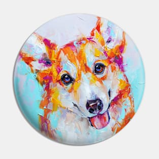 Conceptual abstract painting of a welsh corgi pembroke muzzle. Pin