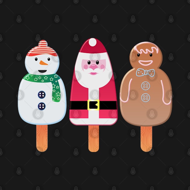 Christmas Snowman, Santa And Gingerbread Man by brodyquixote