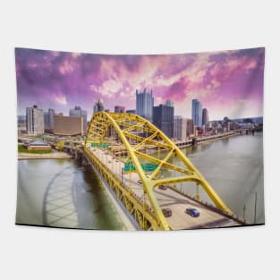 Pittsburgh Skyline and Fort Pitt Bridge Tapestry